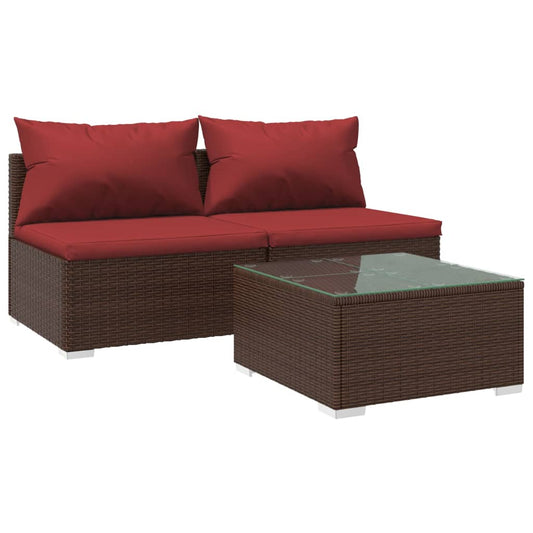 Garden Lounge Set Brown PE rattan Medium