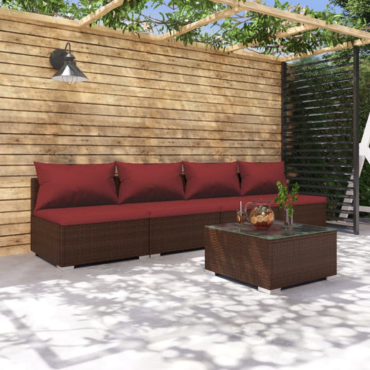 Garden Lounge Set Brown and Cinnamon red