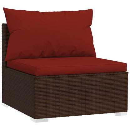 Garden Lounge Set Brown PE rattan, powder-coated steel, plastic
