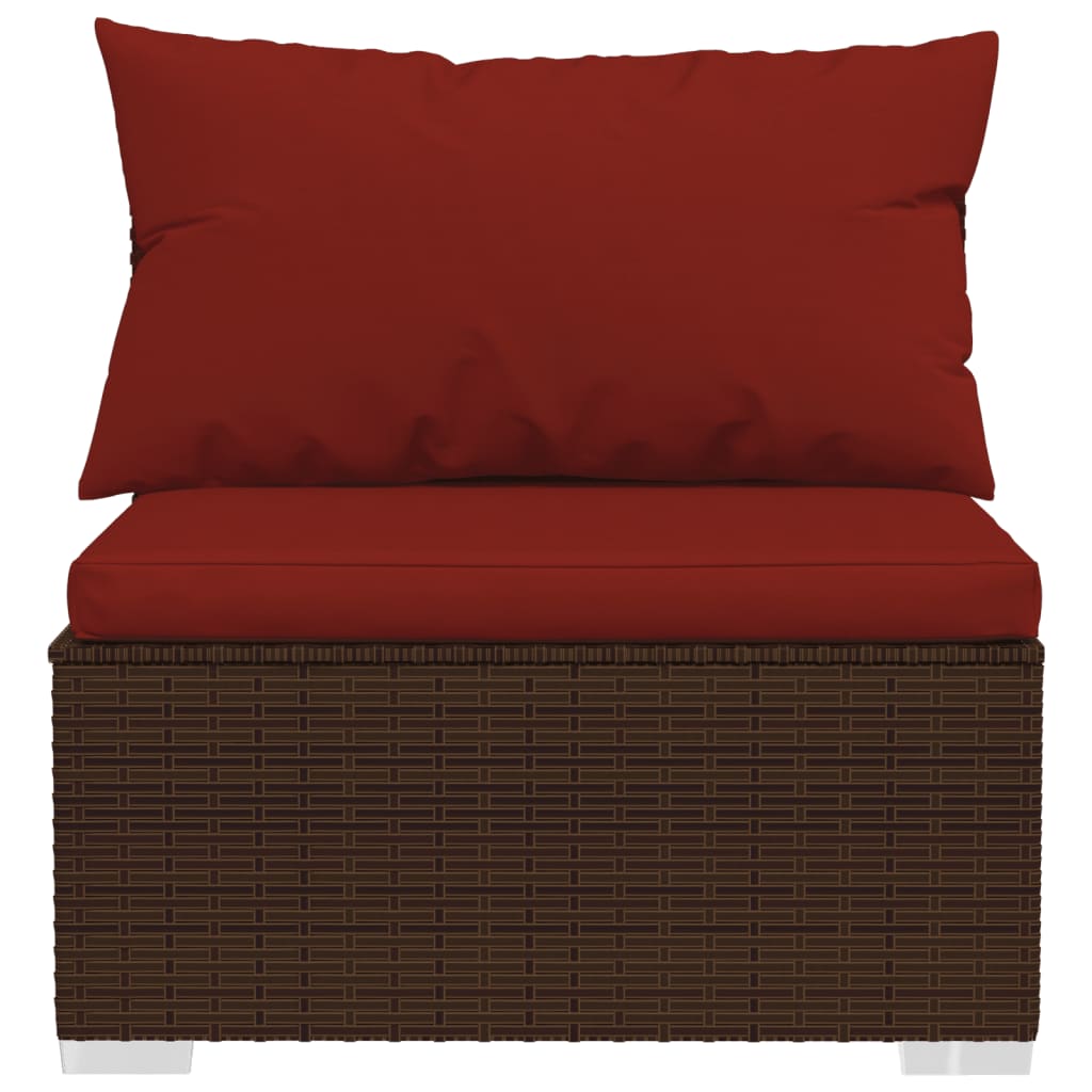 Garden Lounge Set Brown PE rattan, powder-coated steel, plastic
