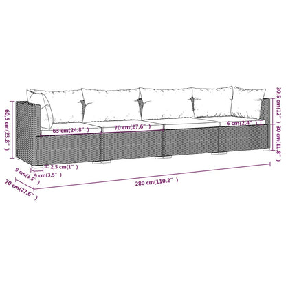 Garden Lounge Set Brown PE rattan, powder-coated steel, plastic