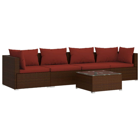 Garden Lounge Set Brown PE rattan Large Modular