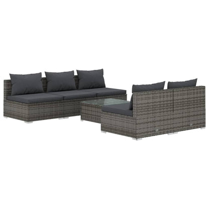 Garden Lounge Set Grey PE wicker, powder-coated steel, plastic, glass
