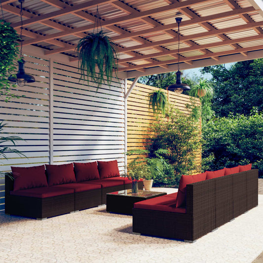 Garden Lounge Set Brown, Cinnamon Red