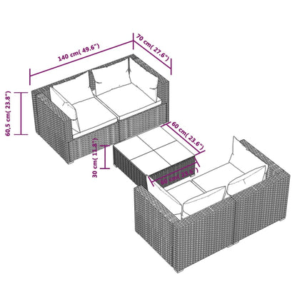Garden Lounge Set Brown
