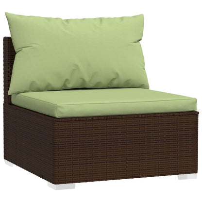 Garden Lounge Set Brown with Green cushions