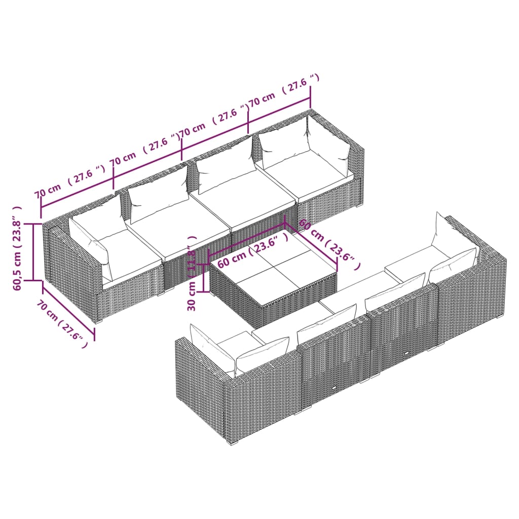 Garden Lounge Set Brown