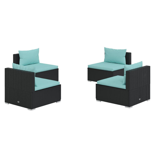 Garden Lounge Set Black, Aqua