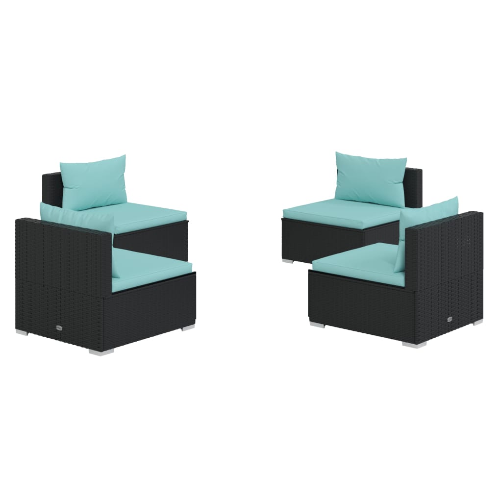 Garden Lounge Set Black, Aqua