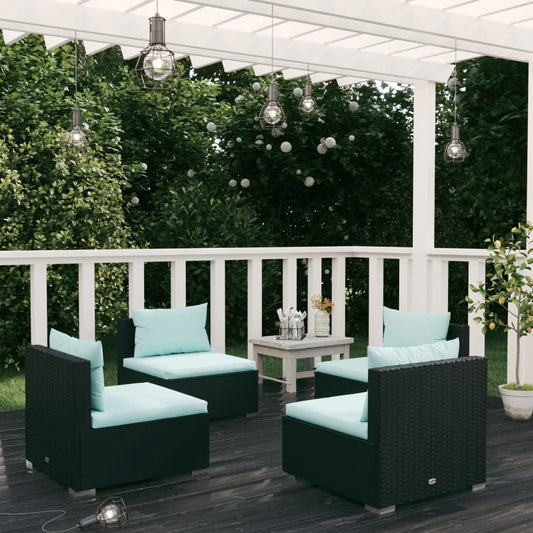 Garden Lounge Set Black, Aqua