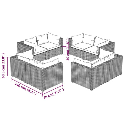 Garden Lounge Set Black, Water Blue