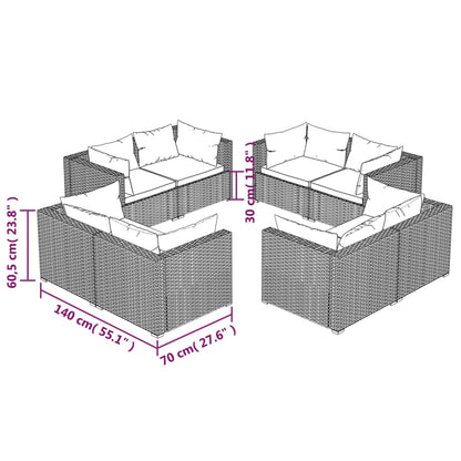 Garden Lounge Set Brown PE rattan 8-piece Modular