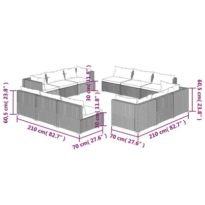 Garden Lounge Set Black, Water Blue