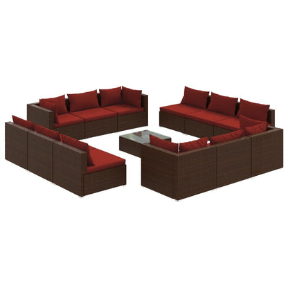 Garden Lounge Set Brown PE rattan Large Modular
