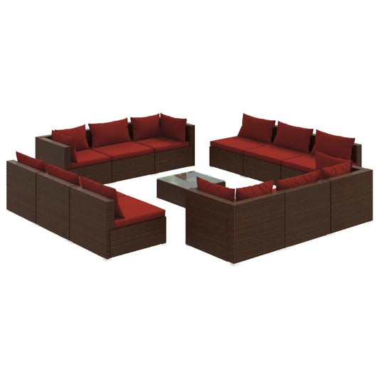 Garden Lounge Set Brown PE rattan Large Modular