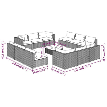 Garden Lounge Set Brown PE rattan Large Modular