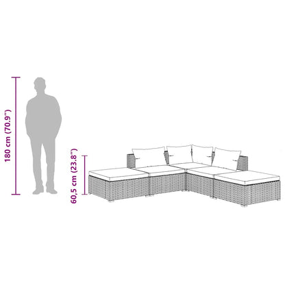 Garden Lounge Set Black Poly Rattan, Powder-Coated Steel, Plastic