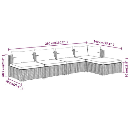 Garden Lounge Set Black, Water blue