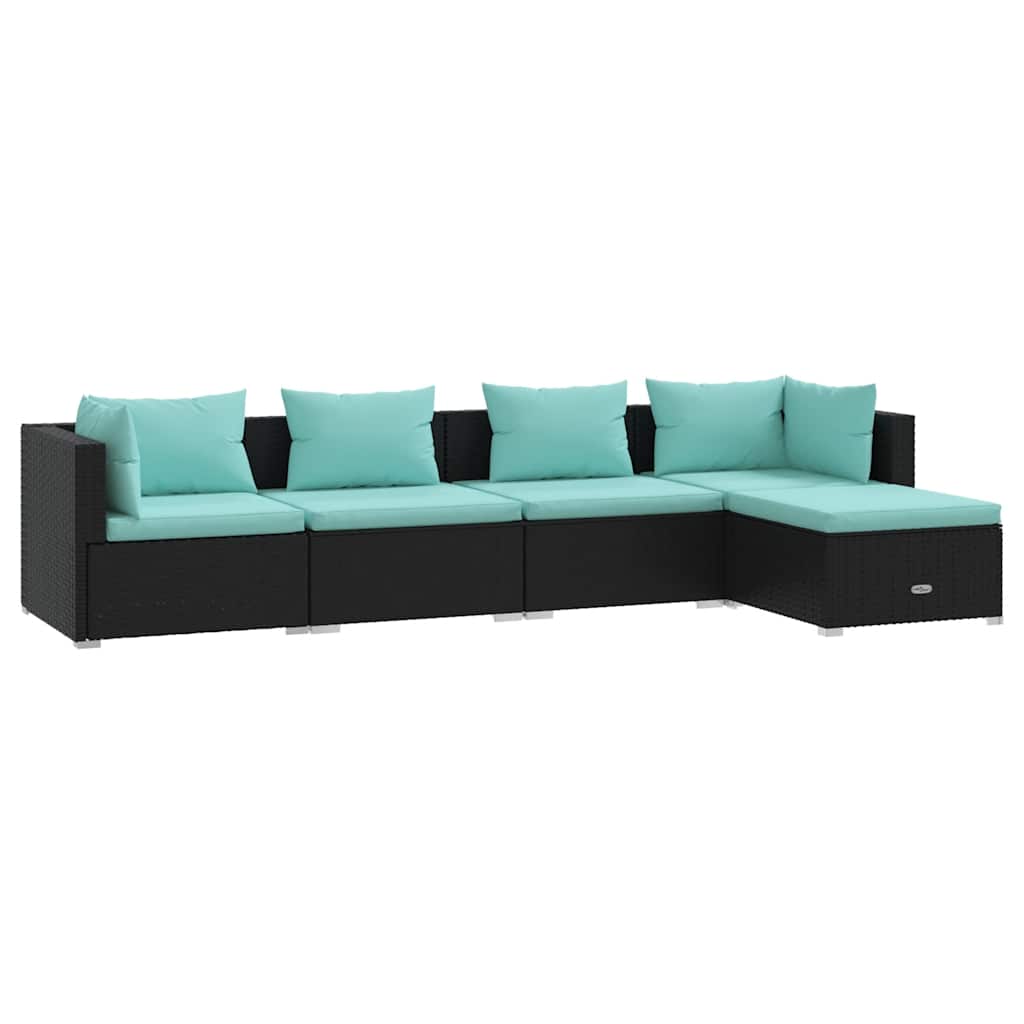 Garden Lounge Set Black PE Rattan Large Modular