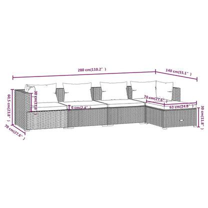 Garden Lounge Set Black PE Rattan Large Modular