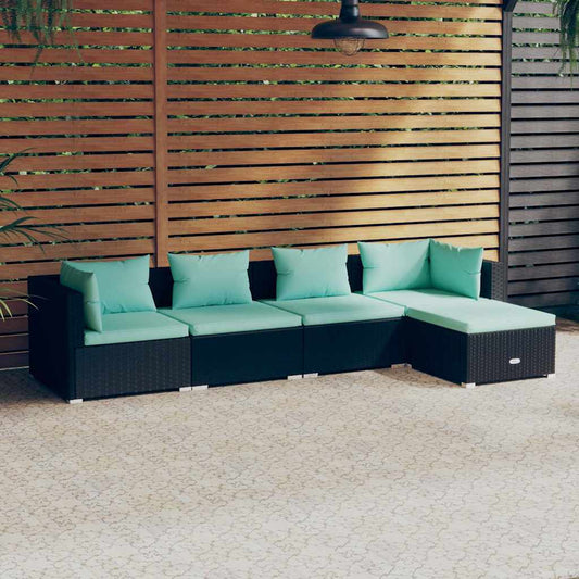 Garden Lounge Set Black PE Rattan Large Modular