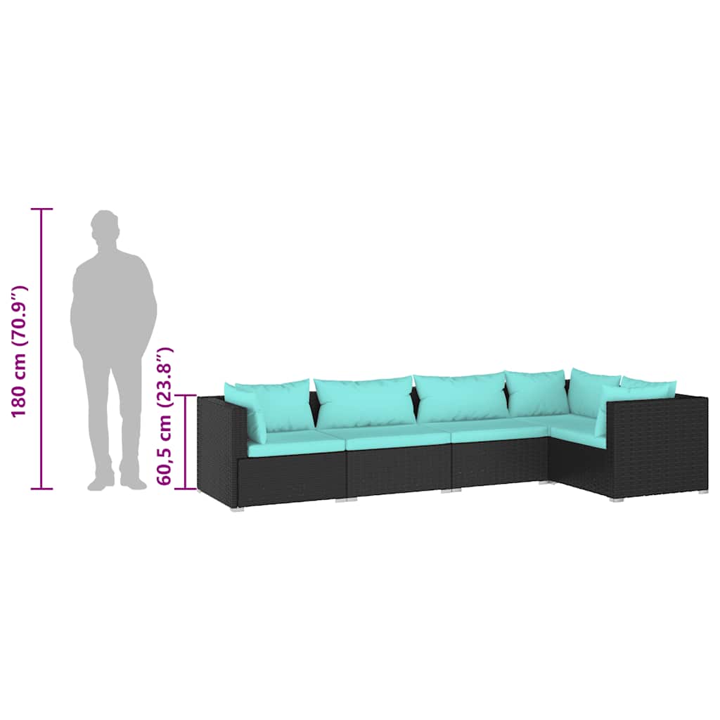 Garden Lounge Set Black