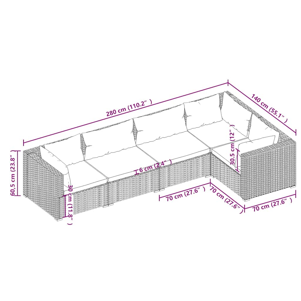 Garden Lounge Set Brown