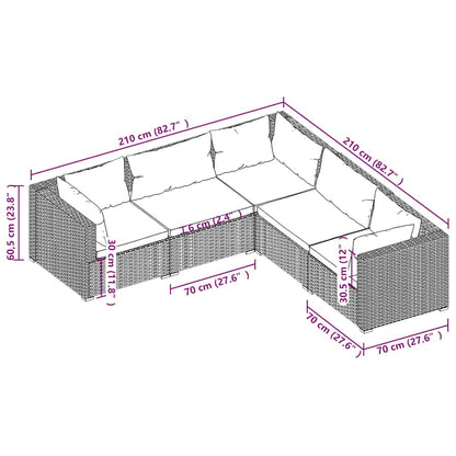 Garden Lounge Set Black PE rattan 5 Piece Set Modular