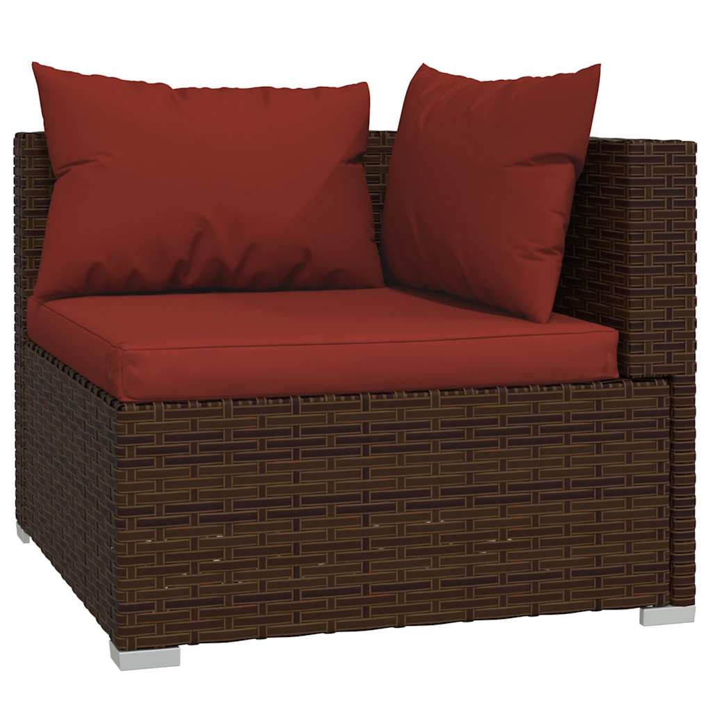 Garden Lounge Set Brown PE rattan, powder-coated steel, plastic
