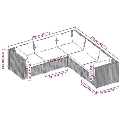 Garden Lounge Set Brown PE rattan, powder-coated steel, plastic