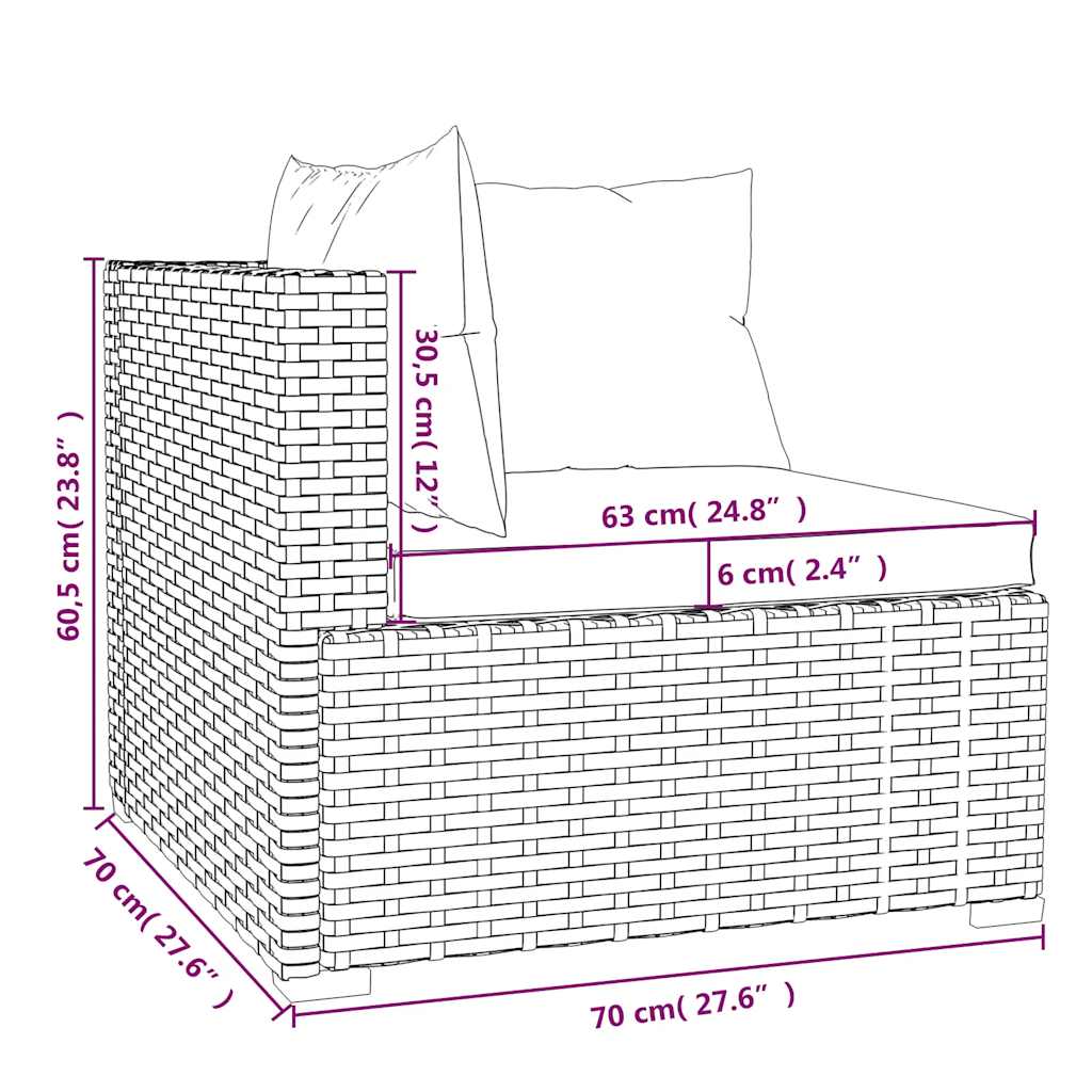 Garden Lounge Set Brown PE rattan, powder-coated steel, plastic