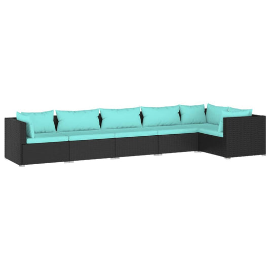 Garden Lounge Set Black PE rattan Medium Modular