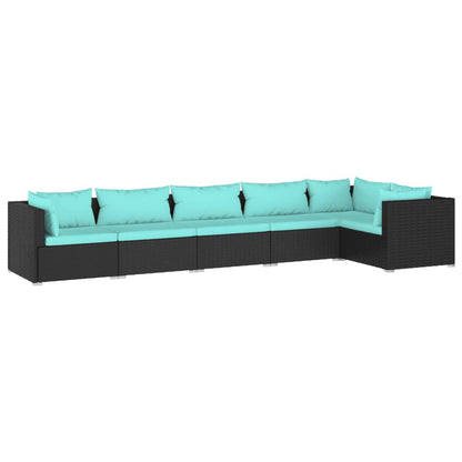 Garden Lounge Set Black PE rattan Medium Modular