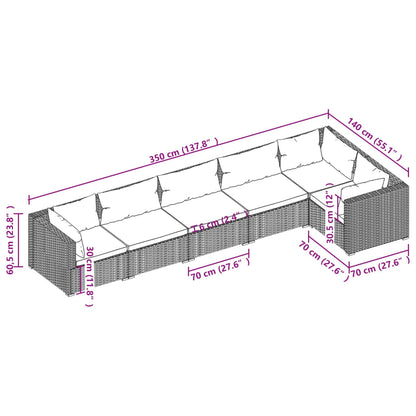 Garden Lounge Set Black PE rattan Medium Modular