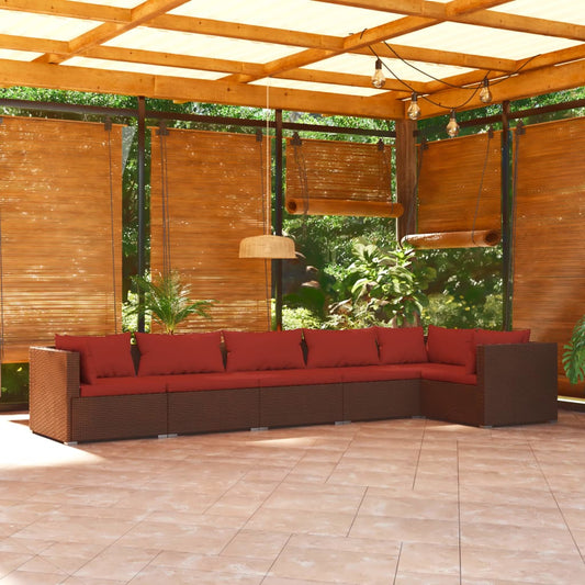 Garden Lounge Set Brown and Cinnamon Red