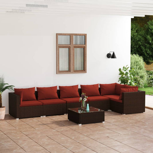 Garden Lounge Set Brown and Cinnamon Red
