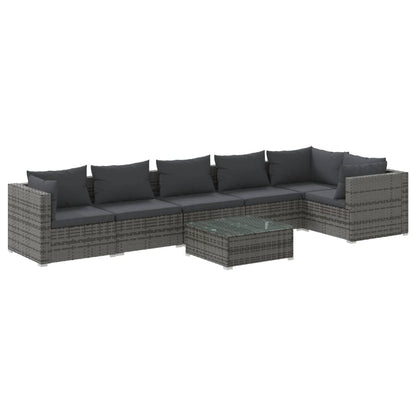Garden Lounge Set Grey PE rattan 7 Piece Set Modular