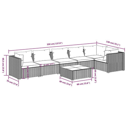 Garden Lounge Set Grey PE rattan 7 Piece Set Modular