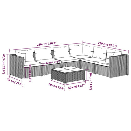 Garden Lounge Set Black and Water blue