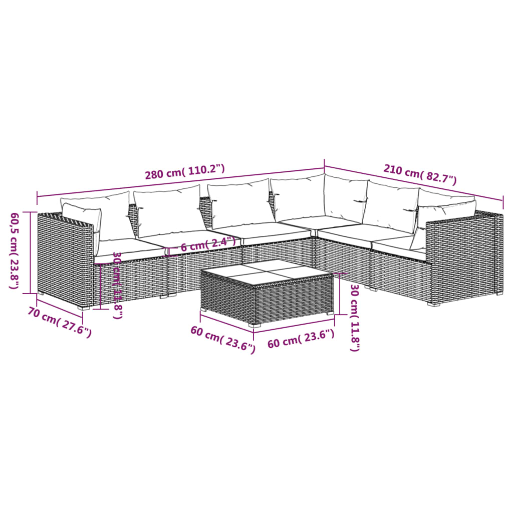 Garden Lounge Set Grey, Anthracite