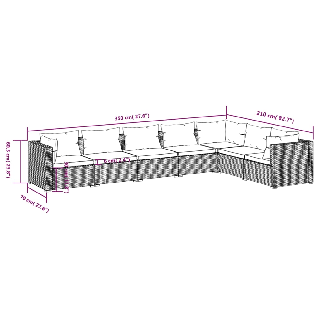 Garden Lounge Set Black PE rattan, powder-coated steel, plastic