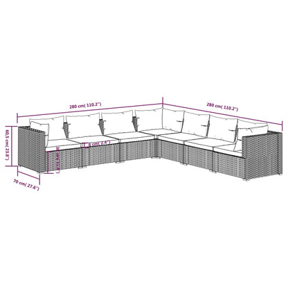Garden Lounge Set Black PE rattan 7-seater Modular