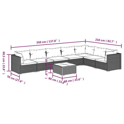 Garden Lounge Set Brown PE Rattan Large Modular