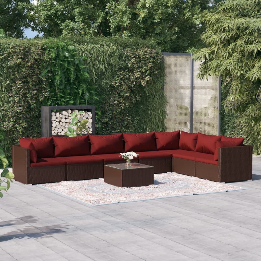 Garden Lounge Set Brown PE Rattan Large Modular