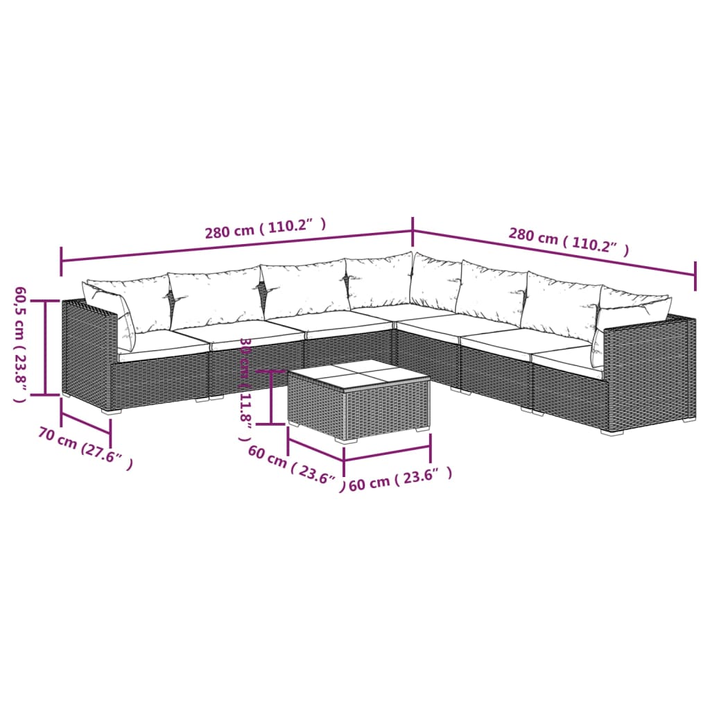 Garden Lounge Set Brown, Cinnamon Red