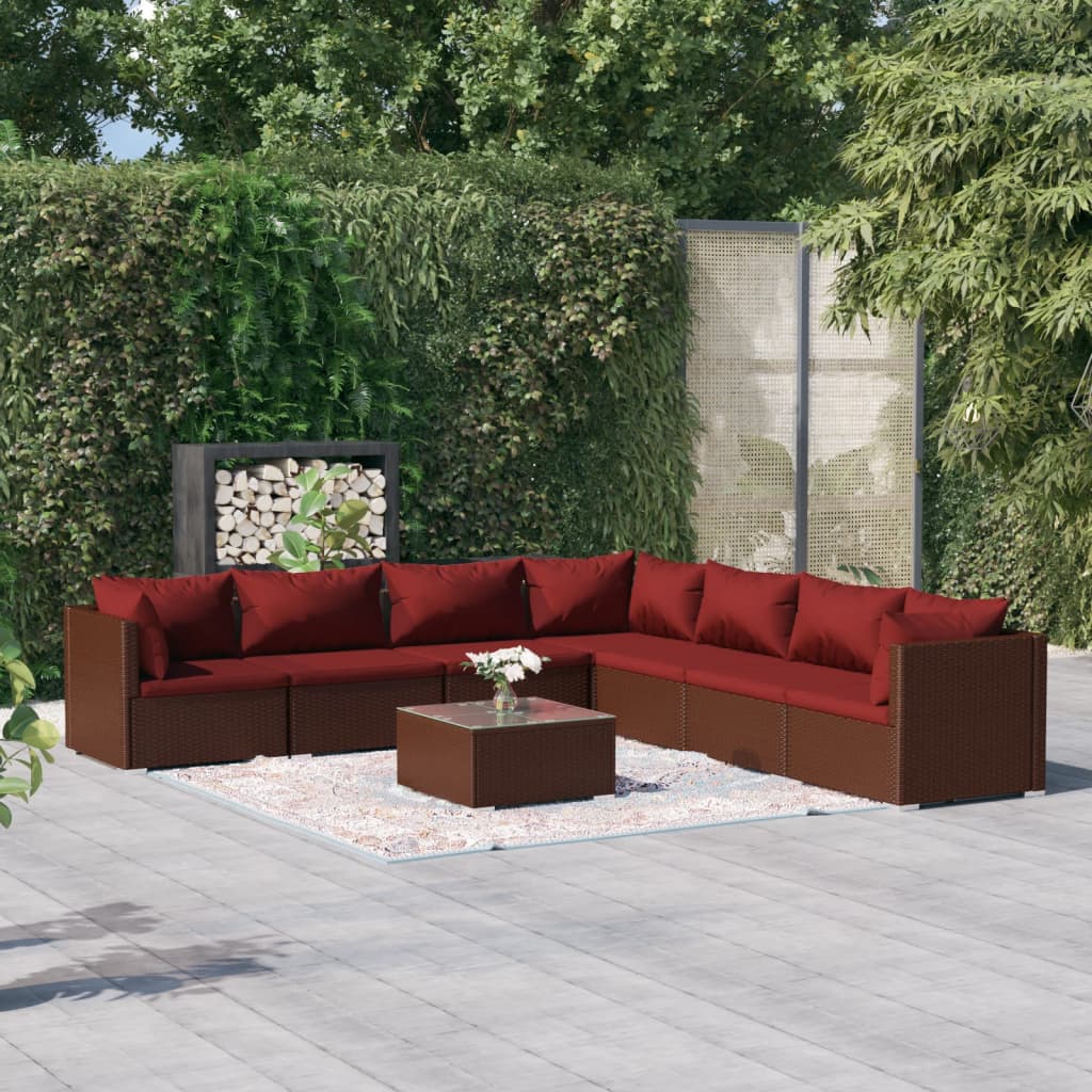 Garden Lounge Set Brown, Cinnamon Red