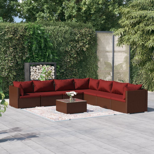 Garden Lounge Set Brown, Cinnamon Red
