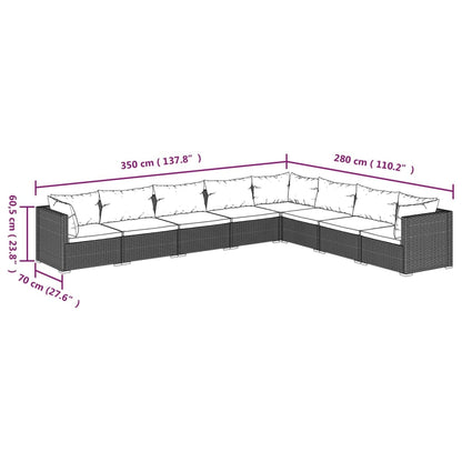 Garden Lounge Set Black PE rattan Large Modular