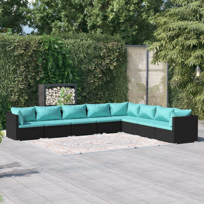 Garden Lounge Set Black PE rattan Large Modular