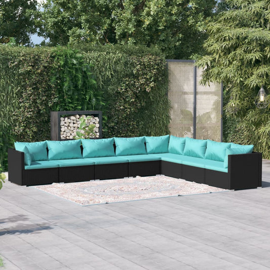 Garden Lounge Set Black PE rattan Large Modular